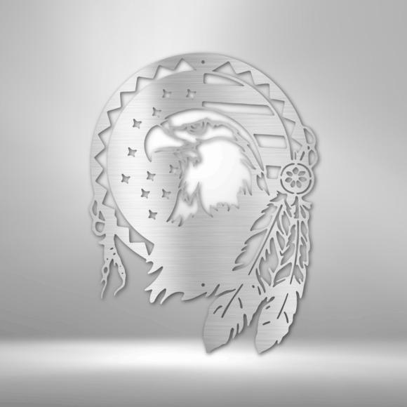 Native Eagle Steel Sign Laser Cut Powder Coated Home & Office Metal Wall Decor M
